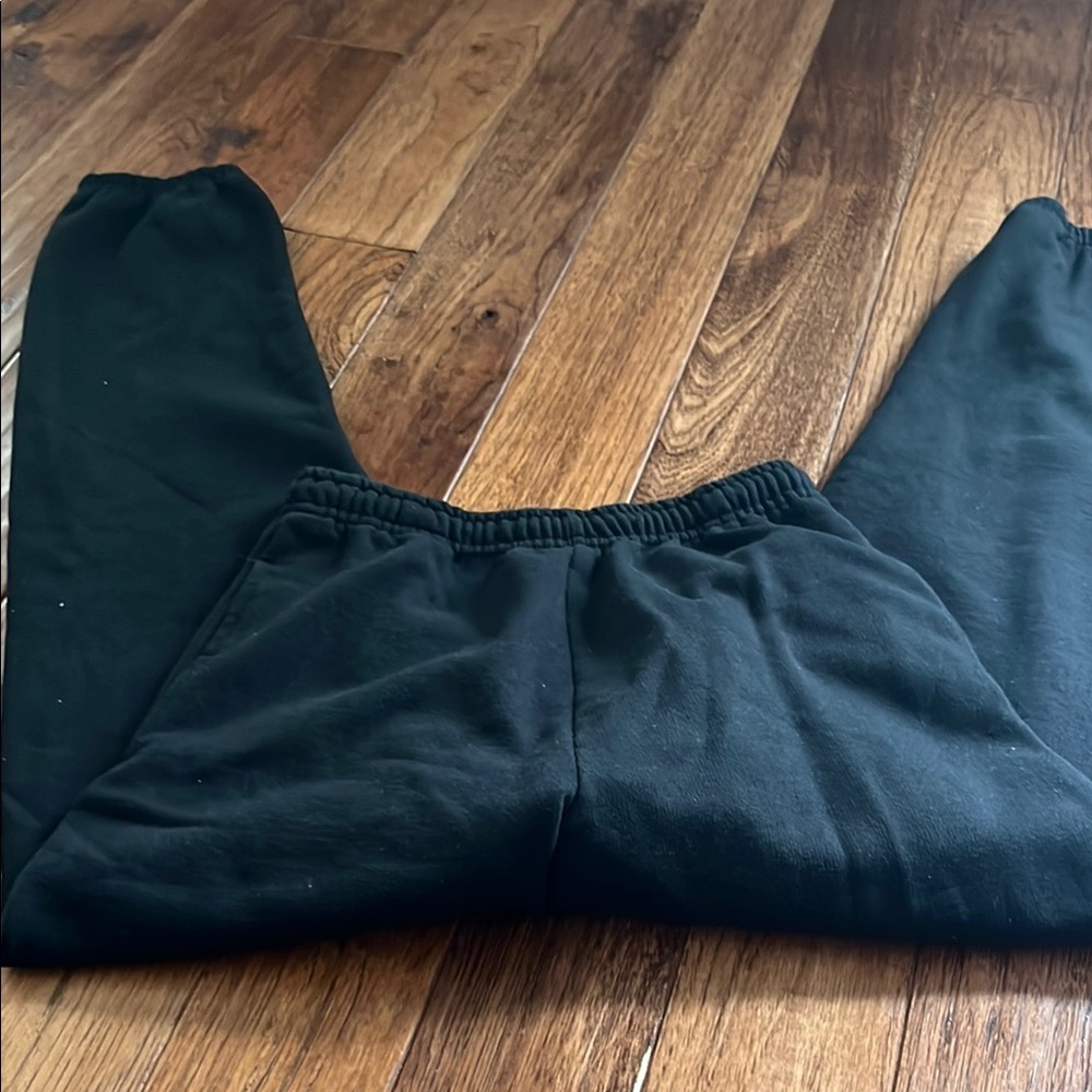 Black Wide-Leg Track Pants with Elastic Waist